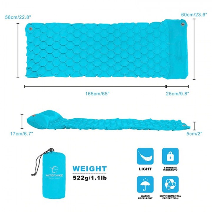 HITORHIKE Inflatable Sleeping Pad and Pillow Air Mattress Camping Mat