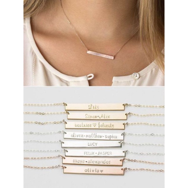 KALUNG RANTAI LIONTIN CHOKER TITANIUM LAPIS EMAS CUSTOM NAMA INISIAL HURUF WANITA GOLD SILVER