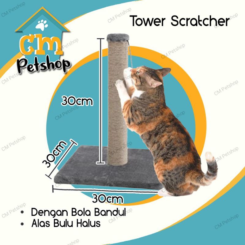 Mainan Kucing Tower Scrather Alas Kotak Halus Tiang Garukkan Kucing