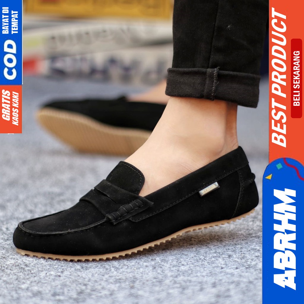 NOAH Sepatu Slip On Pria Sepatu Pria Casual Sepatu Slip Slop Antislip Kerja Kantor Cowok/Cowo Ori Sepatu Kasual Gaya Santai Kuliah Keren Kekinian Murah Original Terlaris