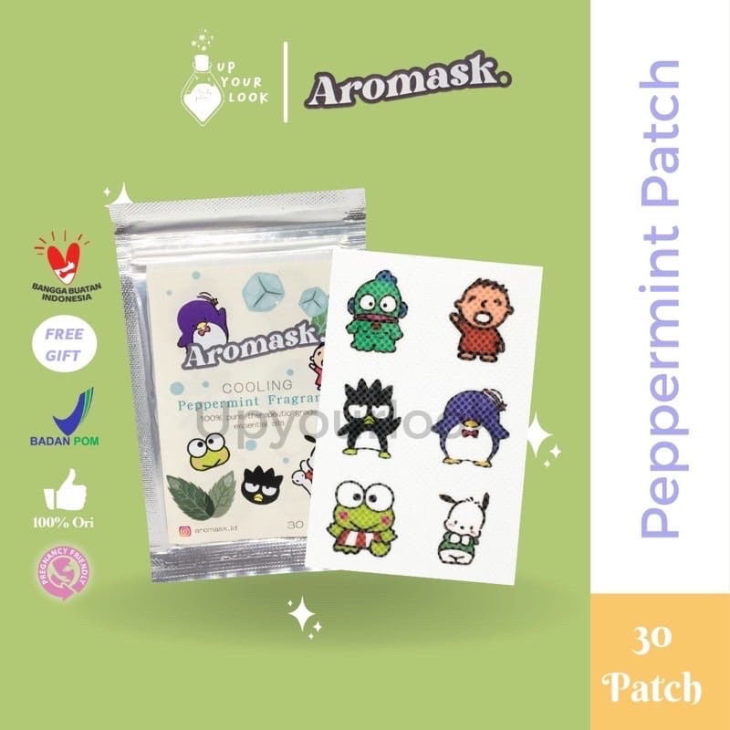 Aromask Sticker Masker Aroma Patch Freshcare Eucalyptus Patch /Stiker Masker Aromaterapi Lemon, Apple, Vanilla, Eucalyptus isi 6, 12, 18, 24 dan 30pcs