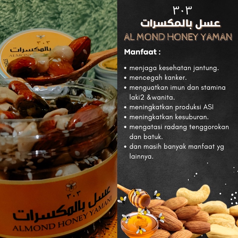 

ALMOND HONEY YAMAN, MADU KACANG ALMOND Berat Bersih 350 GRAM