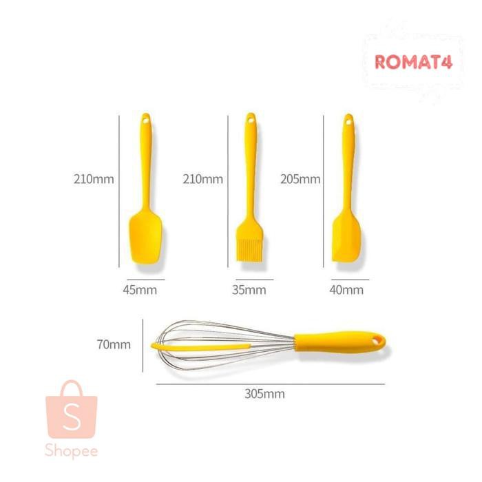 SPATULA DAN SUTIL STA2L255 SILICONE UTENSIL SET 8 PCS ALAT SILIKON KUNING