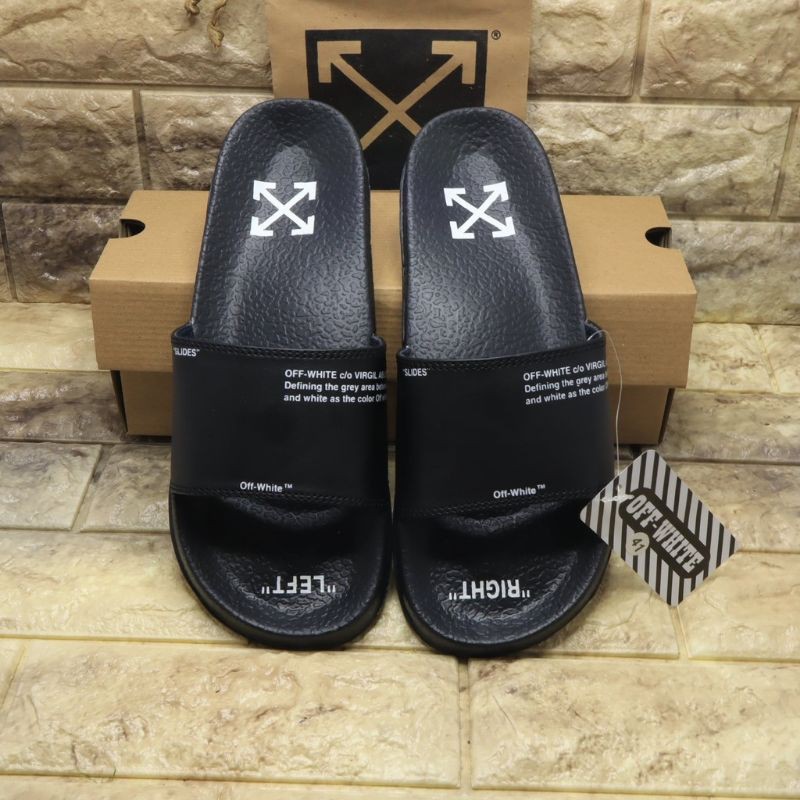 Sandal Off-White Balck Slop Pria Wanita / Sandal Slide Distro Terbaru