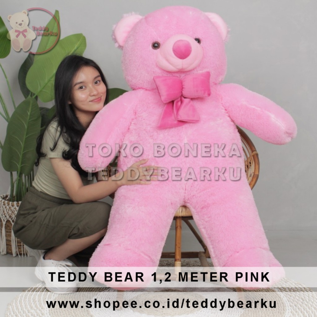 Boneka Teddy Bear Super Jumbo 1,2 Meter Warna Pink Soft