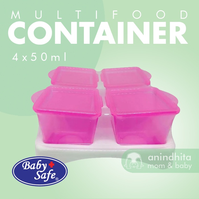 Babysafe Multifood Container 4x50ml + 1 Tray Baby Cubes Freezer Cup MPASI