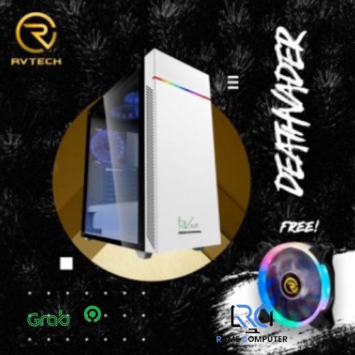 CASING GAMING DEATHVADER RVTECH WHITE BONUS FAN (NO PSU) CASE CPU KOMPUTER RV TECH