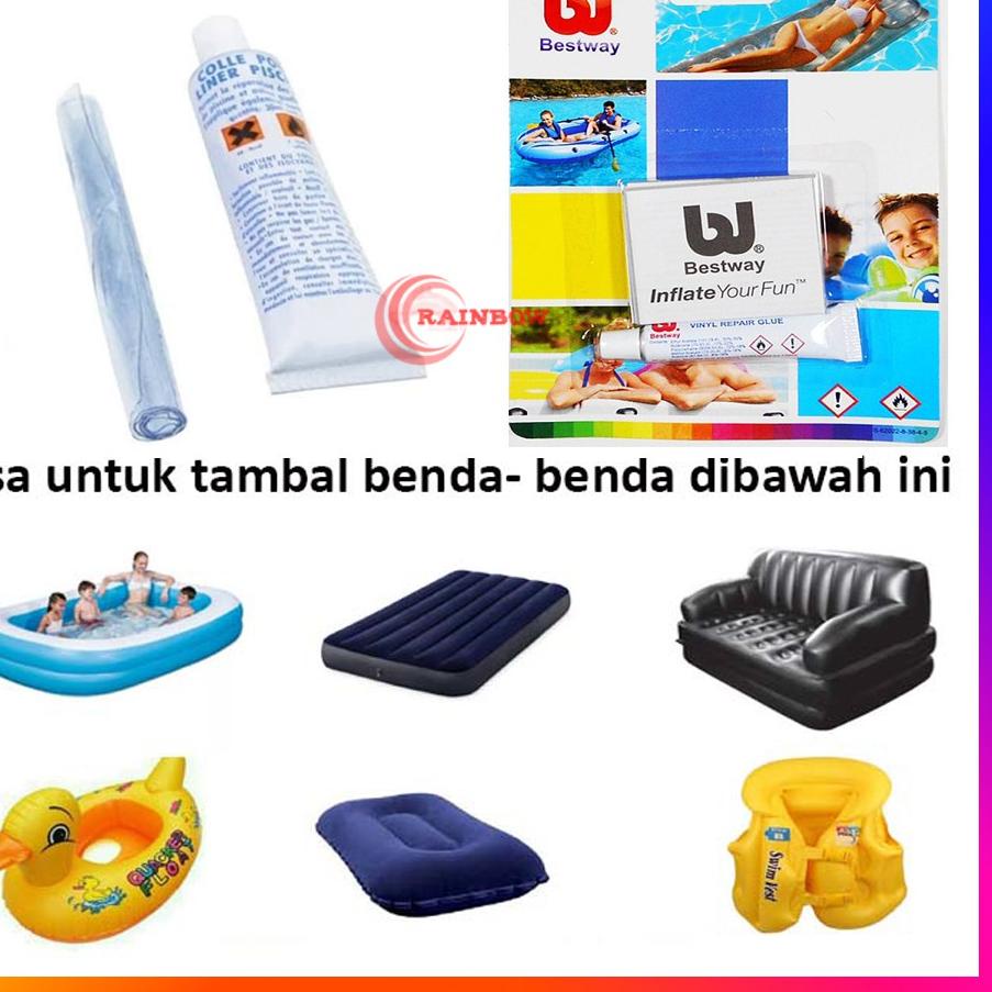 

[KODE PRODUK LAQI84383] Bestway - Lem Tambal Ban Kolam Plastik Renang Anak Repair Kit Repair Kit / Lem Tambal Bestway Kasur