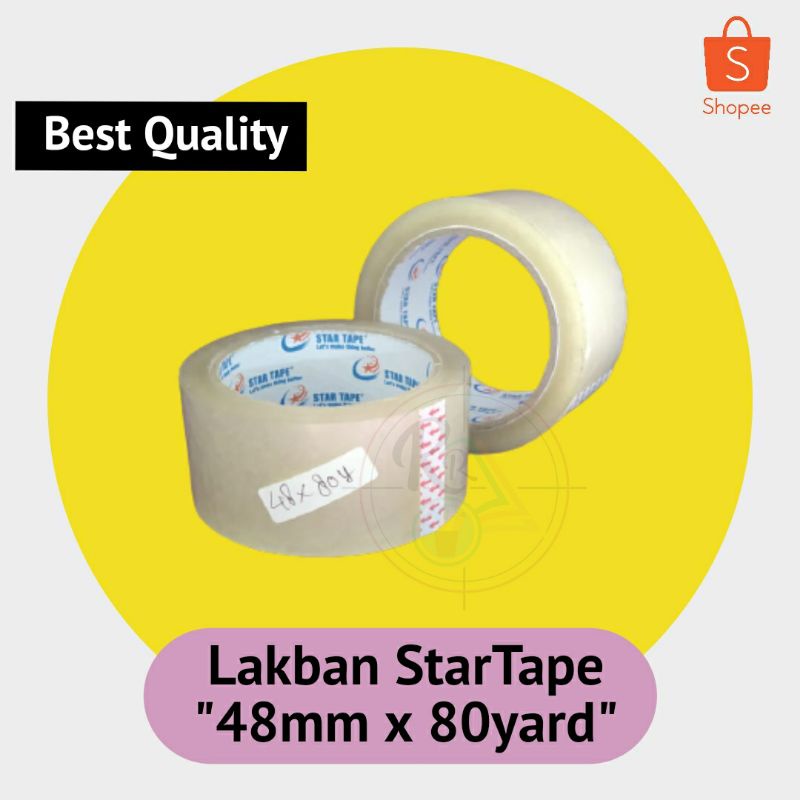 

1pcs / OPP Lakban Star Tape 48mm x 80yard / Lakban Bening Besar / Isolasi Bening Besar / Lakban Murah / Lakban bening 2inch / Lakban OPP