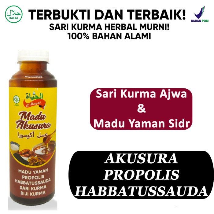 

Sari Kurma + Madu Sidr Akusura Habbatussauda 300 Gram Al Hayat