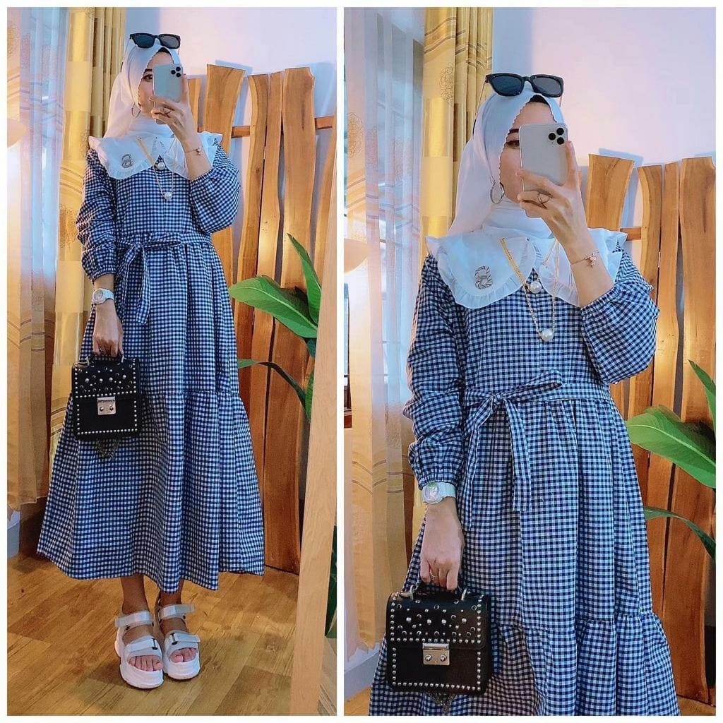 KATUN KOTAK MIDI DRESS 04 / FASHION WANITA TERLARIS