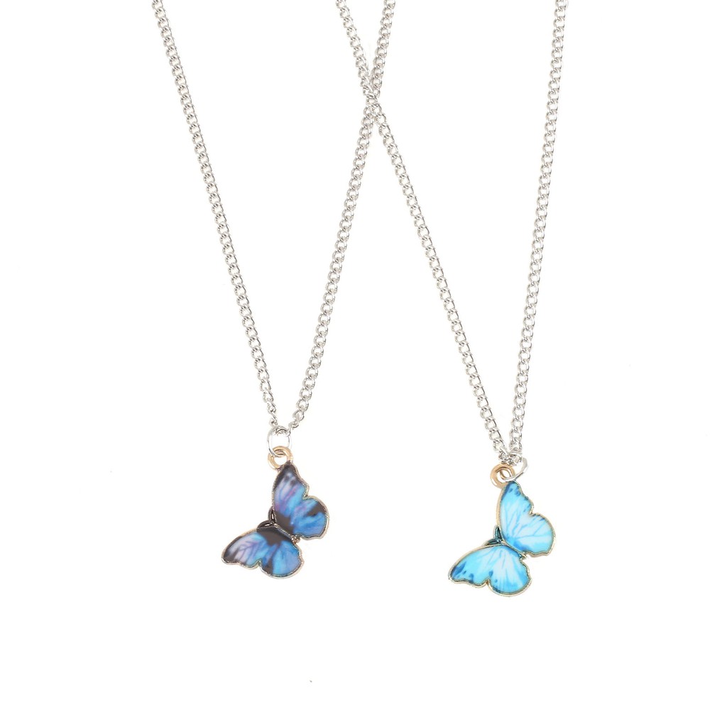 Kalung Kupu-kupu Gradient Biru Butterfly Necklace Blue Gradient Korean Style Aksesoris Wanita