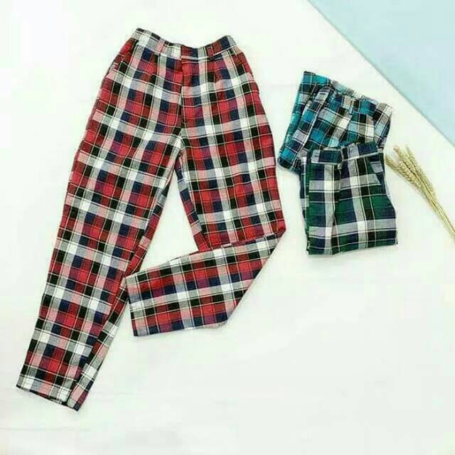 CELANA WANITA/CELANA KAIN FLANEL KOTAK (BISA COD) (READY STOCK)