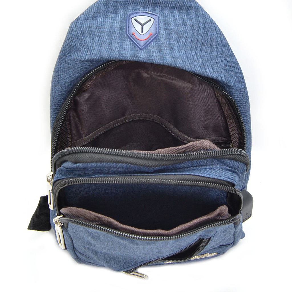 Tas Selempang Fashion Pria Sling Shoulder Bag Back Pack Travel USB 7302 / 7150-3