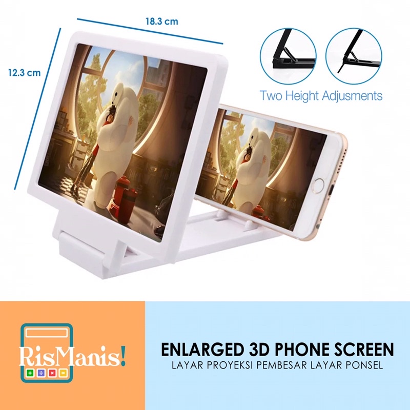 ENLARGED 3D PHONE SCREEN - Layar Proyeksi Kaca Pembesar Ponsel Aksesoris HP Holder Hobi Nonton Film