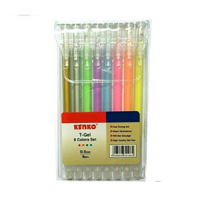 Pulpen Gel Kenko T-Gel 8 Warna Set