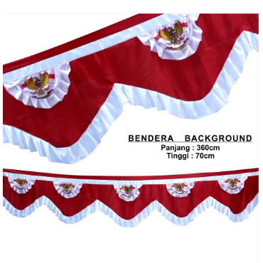 BENDERA BACKGROUND MERAH PUTIH TERBARU TERMURAH 360CM X 70CM