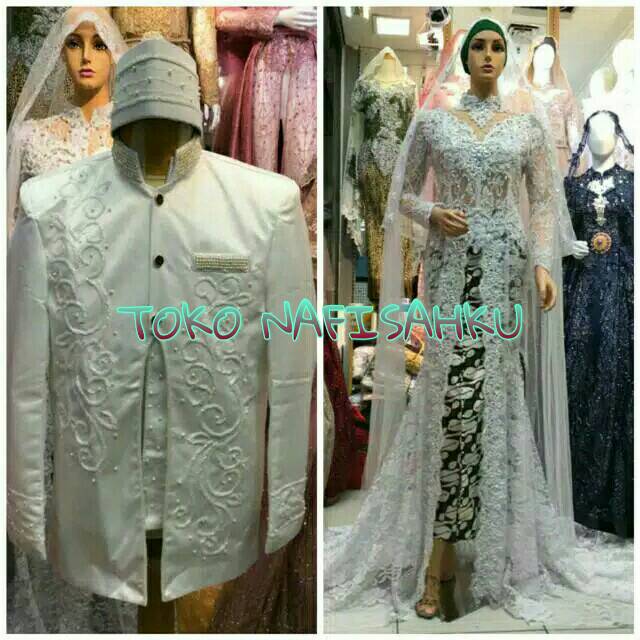 Pasangan baju pengantin modern warna putih / gaun pengantin couple / pakaian pengantin modern