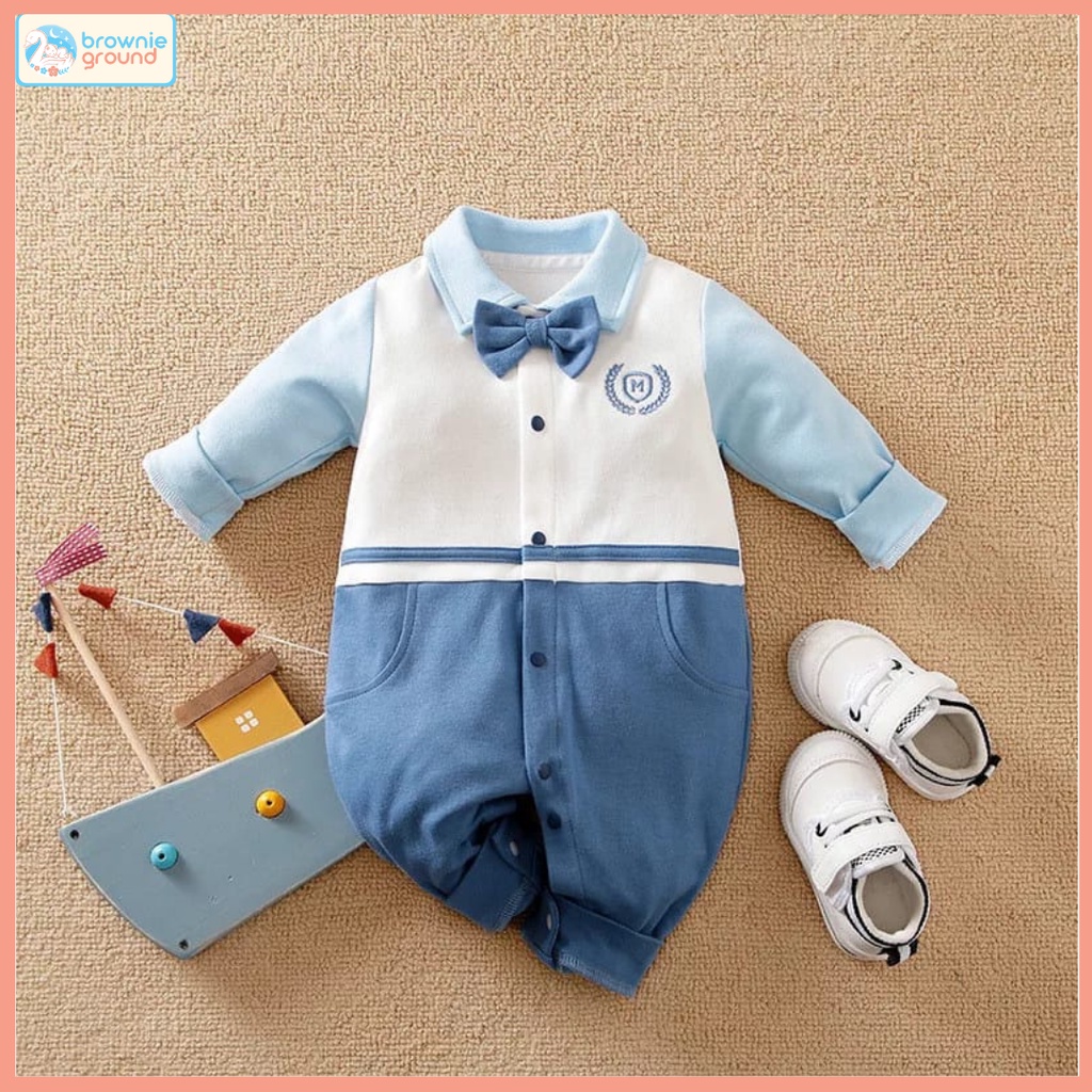 BROWNIEGROUND- Baju jumper anak laki laki baju  baby impor premium  motif Biru Dasi Kupu 873