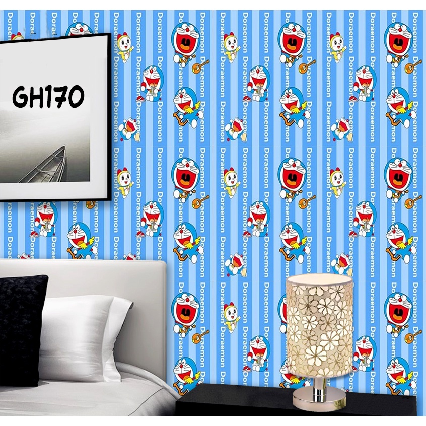 Wallpaper Dinding Stiker Motif Karakter Doraemon Stiker Dinding Anak Wallpaper Stiker Kamar Tidur 45cm x 8m Stiker Dinding Aesthetic