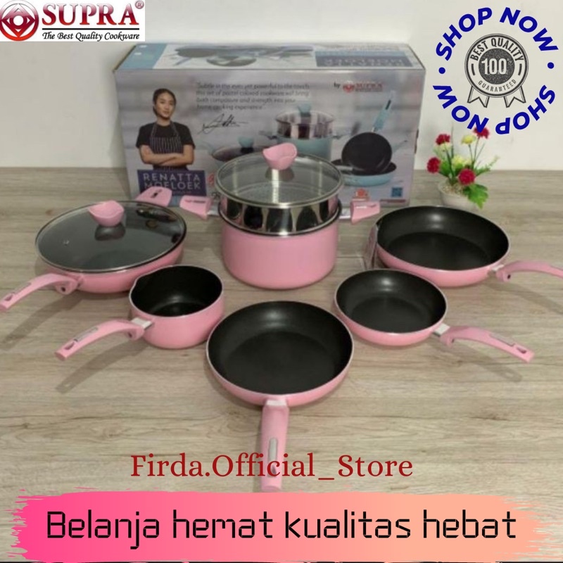 panci penggorengan set / wajan  anti lengket / 9pcs cookware set pastel SUPRA I READY STOCK!!!