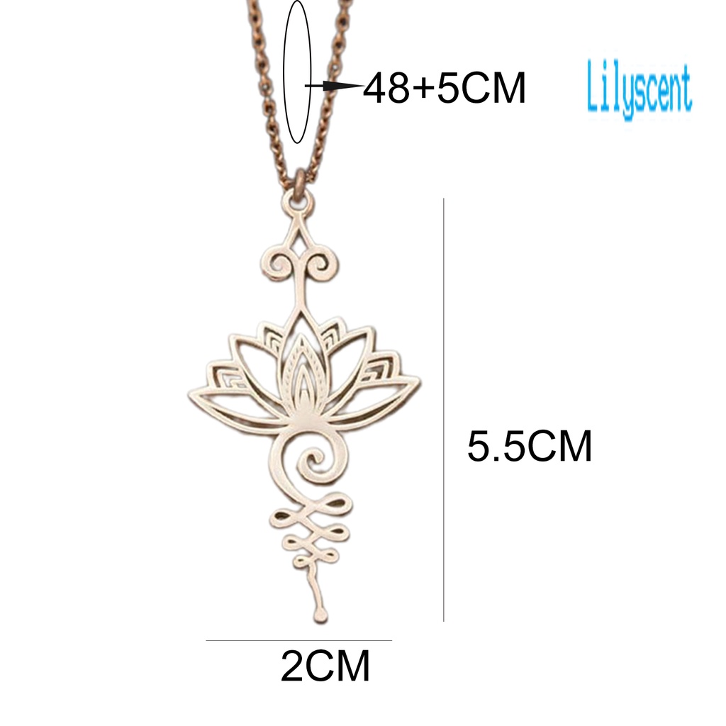 Kalung Liontin Lotus Geometris Bahan Logam Alloy Gaya Klasik Elegan Untuk Anak Perempuan