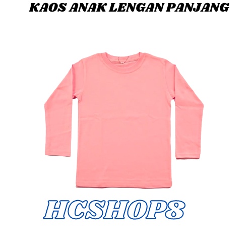 Kaos Anak Lengan Panjang Polos Unisex Cowok Cewek Usia 2-16th