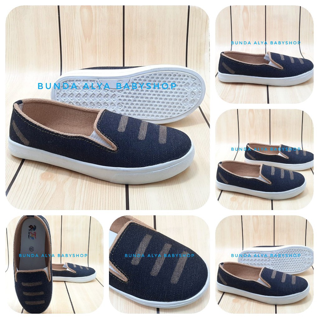 Sepatu Anak Jeans Usia 1 4 5 6 7 Tahun Jeans Alas Karet Size 22 - 35 Jeans HITAM - Sepatu Anak Cewek DenimAntiLicin