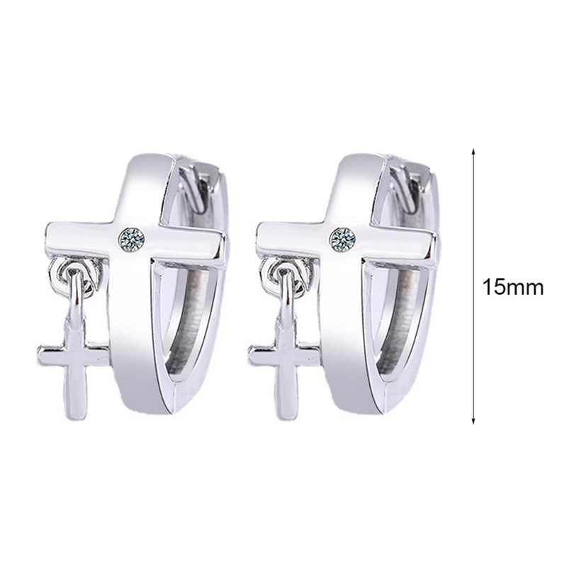 Anting 925 Sterling Silver Model Silang Aksen Kristal Zircon Untuk Wanita
