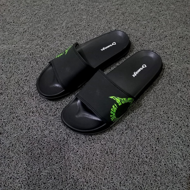 SANDAL SLOP ADIDAS DURAMO / SANDAL SELOP PRIA WANITA-Hitam hijau ortus