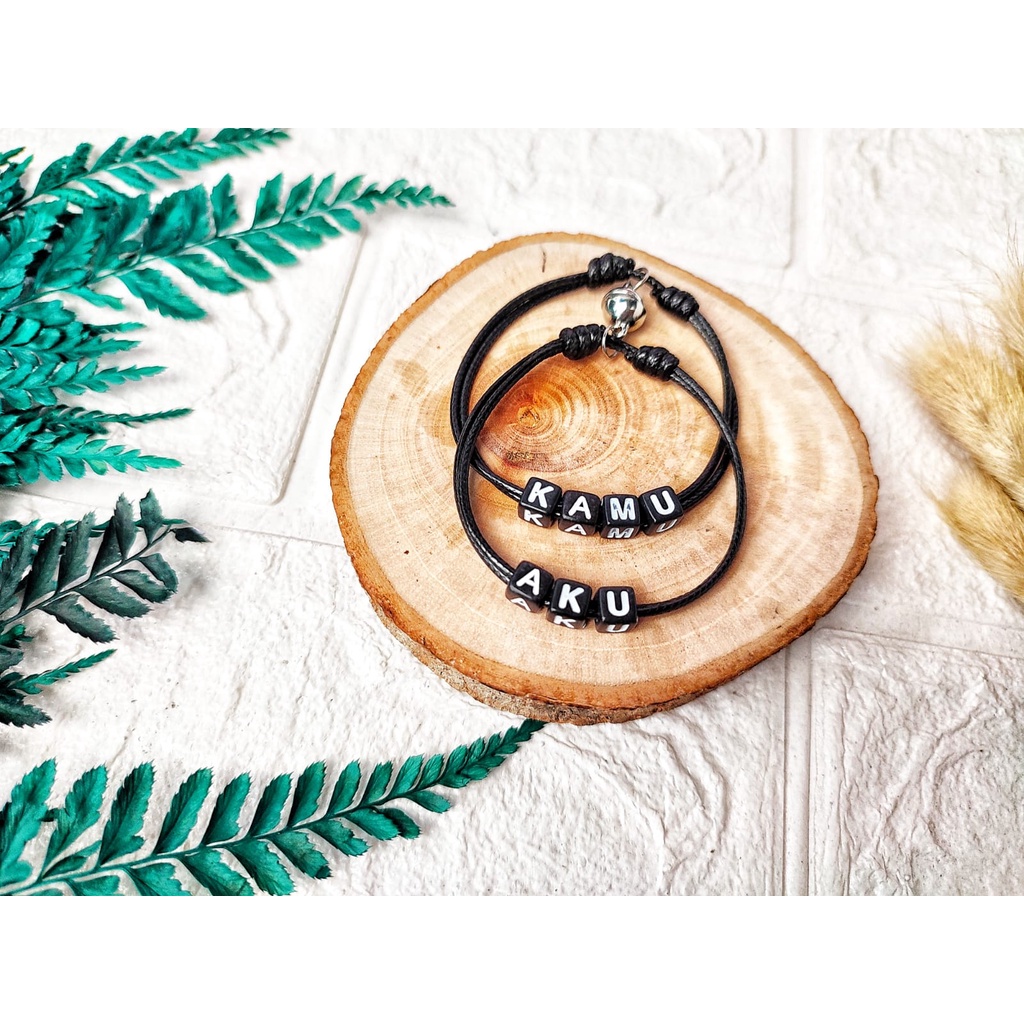 Gelang Magnet Nama - Gelang Couple Magnet - Gelang Magnet Couple - Bracelet Couple Magnetic