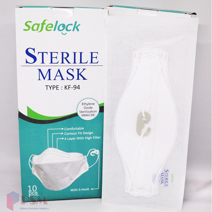 Masker KF94 Earloop 4ply Safelock / Sterile Convex Mask Evo Plusmed 10