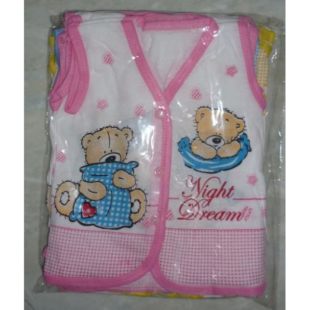 1 Lusin BAJU YUKENSI Putih Sablon, Bayi Tanpa Lengan Yukensi Bahan Cotton Newborn Baby Unisex