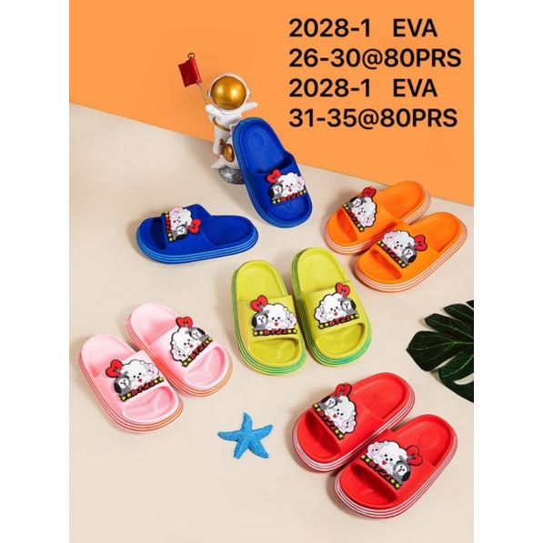 SANDAL ANAK LAKI COWO CEWE PEREMPUAN BTS BT21 ARMY SANDAL SLOP KOREA BAHAN FULL KARET LENTUR 2028-1