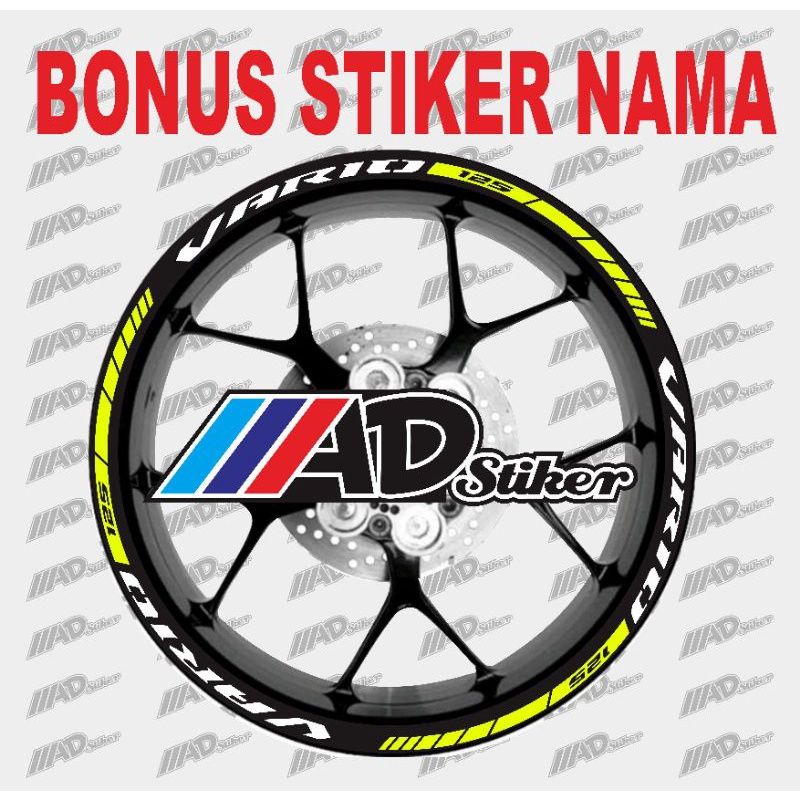 cutting stiker lis roda motor vario 110 125 150,velg vario murah - merah full Berkualitas