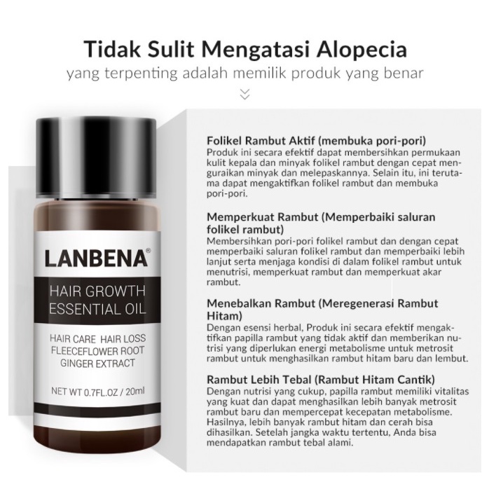 [BPOM] LANBENA Hair Growth Essential Oil - Mencegah Kerontokan (20 ml)