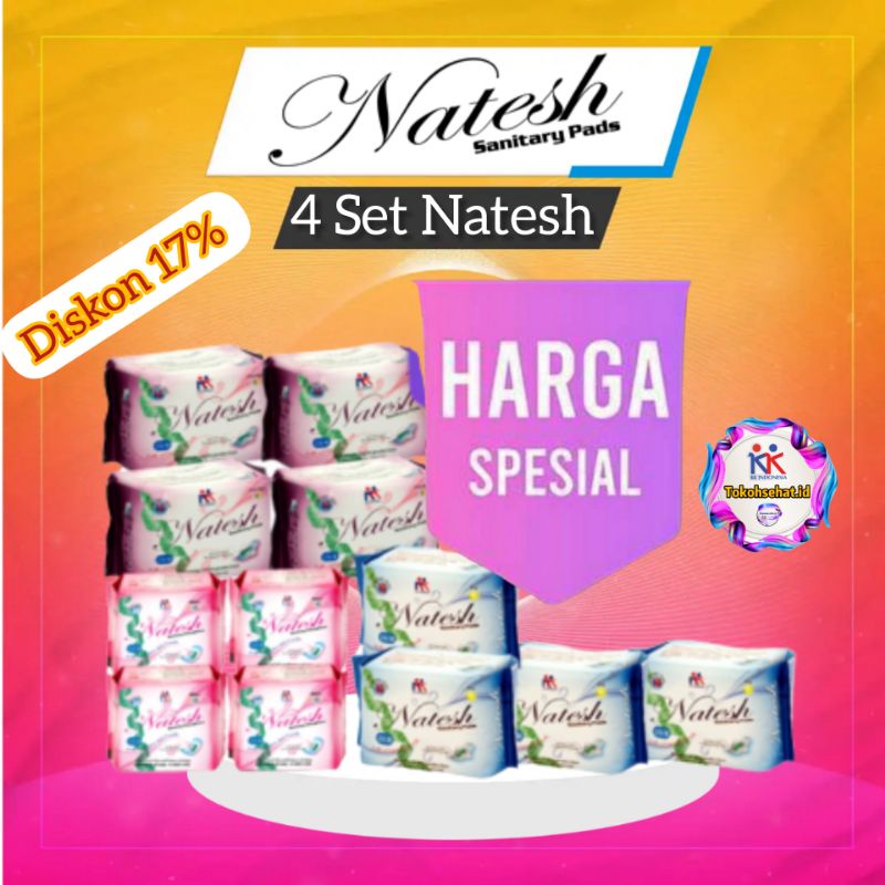 Natesh Pembalut ( Promo Sepesial Hemat 4 Set Natesh ) Natesh Day Natesh Night Natesh Pantyliner Original KK Indonesia