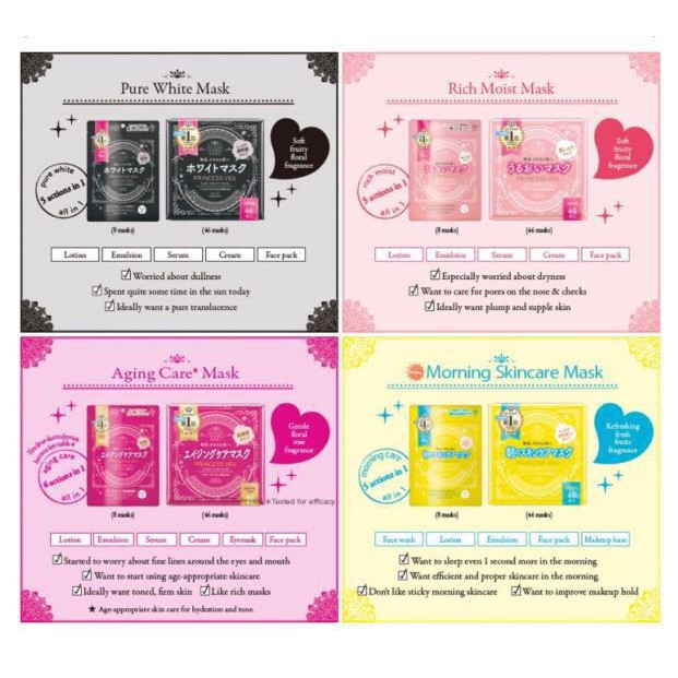 KOSÉ Cosmeport Clear Turn Princess Veil Rich (Moist Mask/Pure White/Morning Skin)(8 PCS)