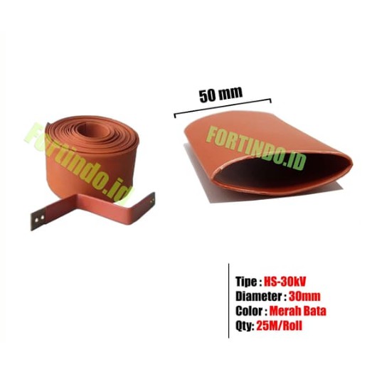Heat Shrink Tubing 20kV Diameter 30mm HS-30KV Maroon Selang MERK FORT