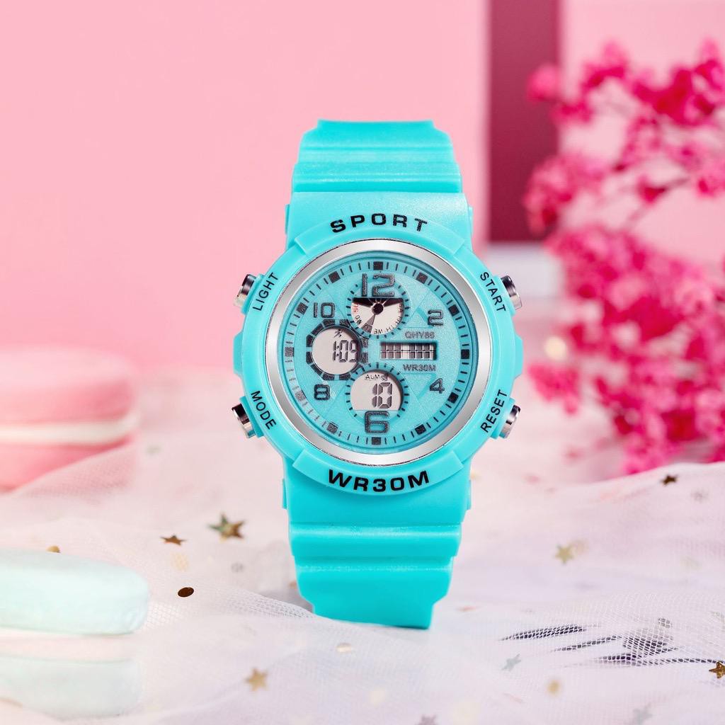 PA Jam Tangan Wanita Rubber Sport Display Digital LED Couple Pria Anak Remaja Korea Fashion Import JF081