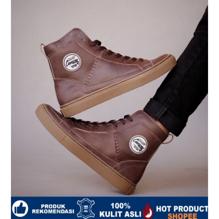 DANTE BROWN |WOLF x CEVANY| Sepatu Casual Sneakers Running Sporty Kulit Sapi Asli Berkualitas Tinngi Ch