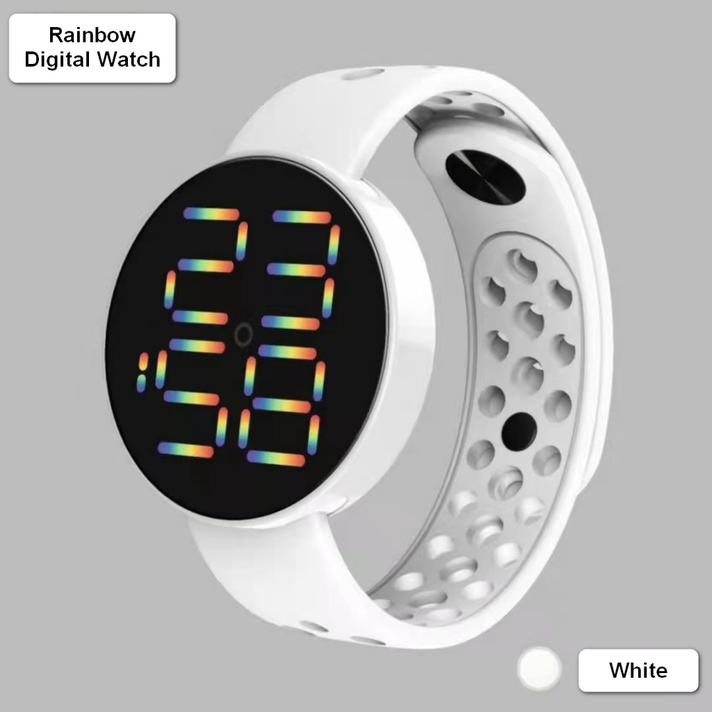 JAM TANGAN DIGITAL ANTI AIR MURAH RAINBOW WATCH KARET SPORT LED PRIA WANITA COUPLE HIGH QUALITY COD-7