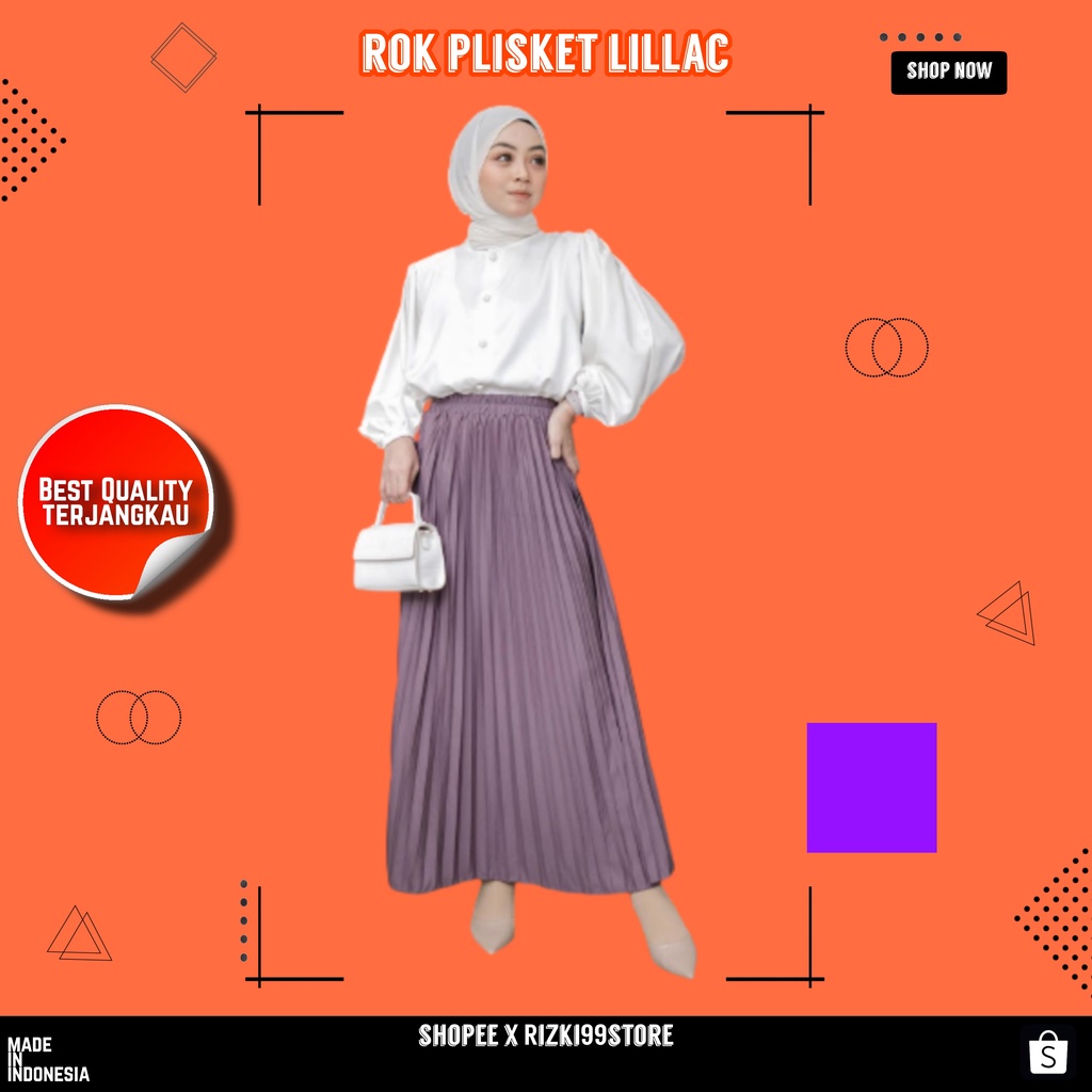 Rok Plisket Premium Tebal Lilac Ungu Lucu Mayung Panjang Fashion Muslim Model Rample Kecil Murah Cod