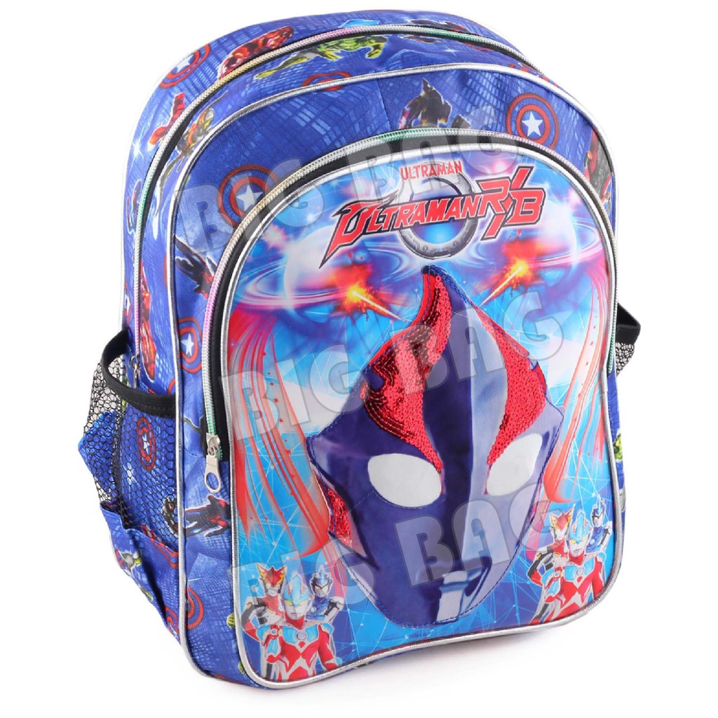 Tas Anak Laki Laki Karakter ULTRAMEN / CAPT AMERICA EXTRA - THE FORBIDDEN - RANSEL LED + BOTOL Minum