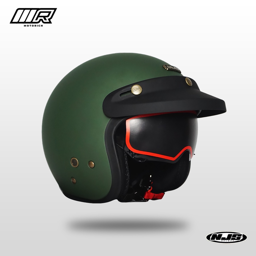 MOTORICH Helm NJS NX-2 Army Doff Helm Retro Half Face