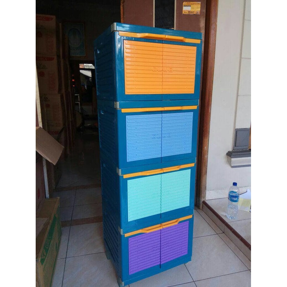 Lemari Plastik Mini Club 4 Susun Motif Garis