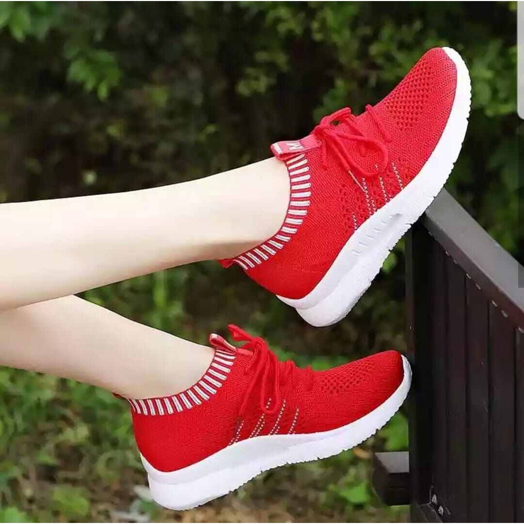 Sepatu Sneakers Wanita PROMO Sepatu Slip On Tali Print