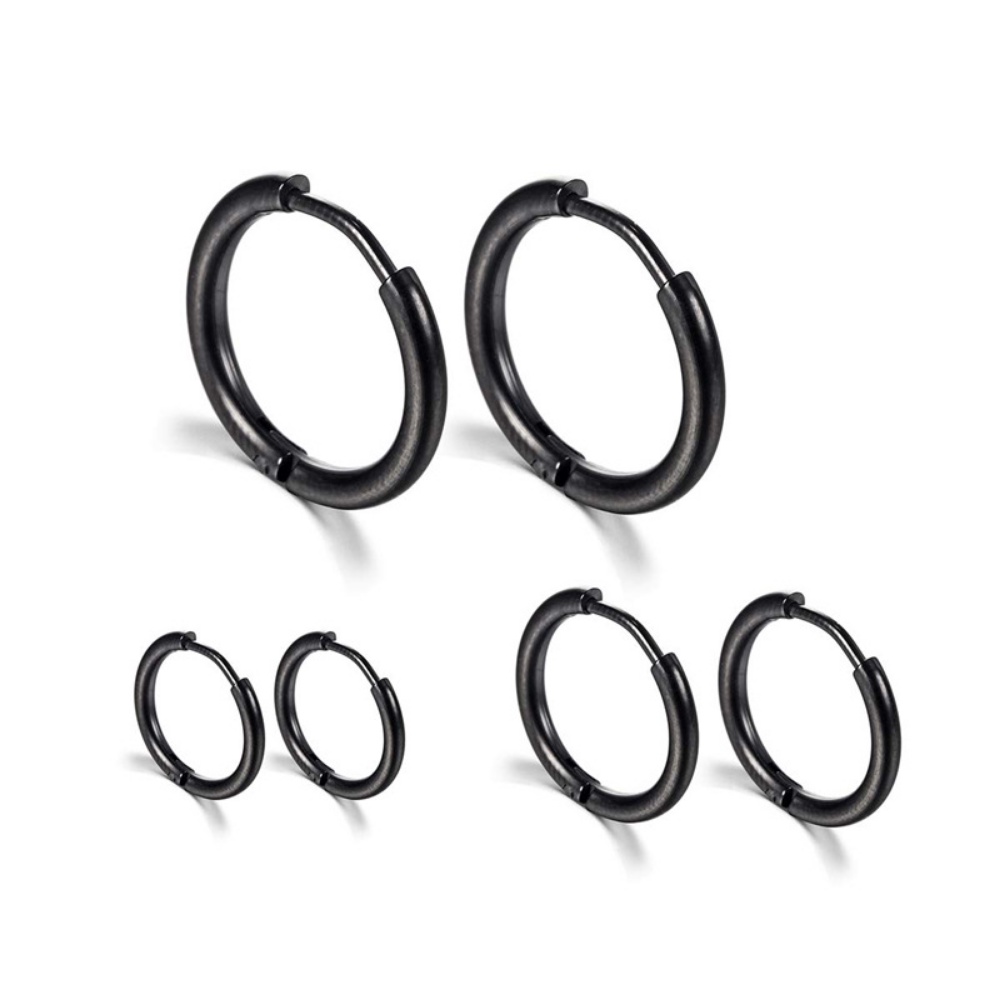 1pc Anting Hoop Titanium steel Diameter 2.5MM Hypoallergenic Gaya Punk Untuk Pria / Wanita