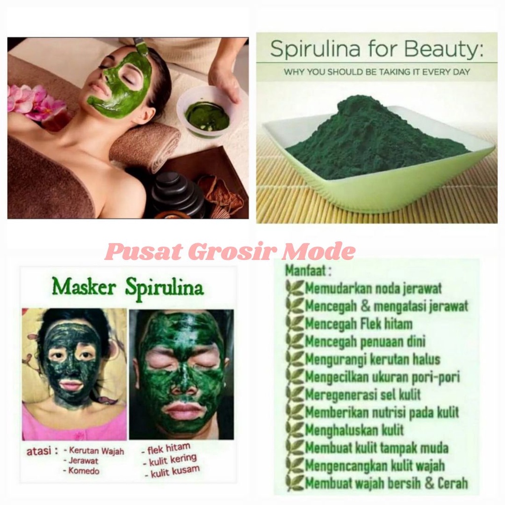 Masker Spirulina Serbuk Bubuk Kapsul Natural Herbal Mask ORI PGM M04