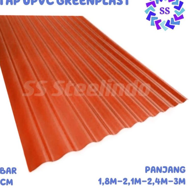 ATAP UPVC GELOMBANG ASBES KECIL MEREK GO-GREEN PLAST (1,8M - 2,1M - 2,4M - 3M) PUTIH-MERAH